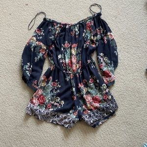 Floral off the shoulder Angie romper from Dry Goods size S
